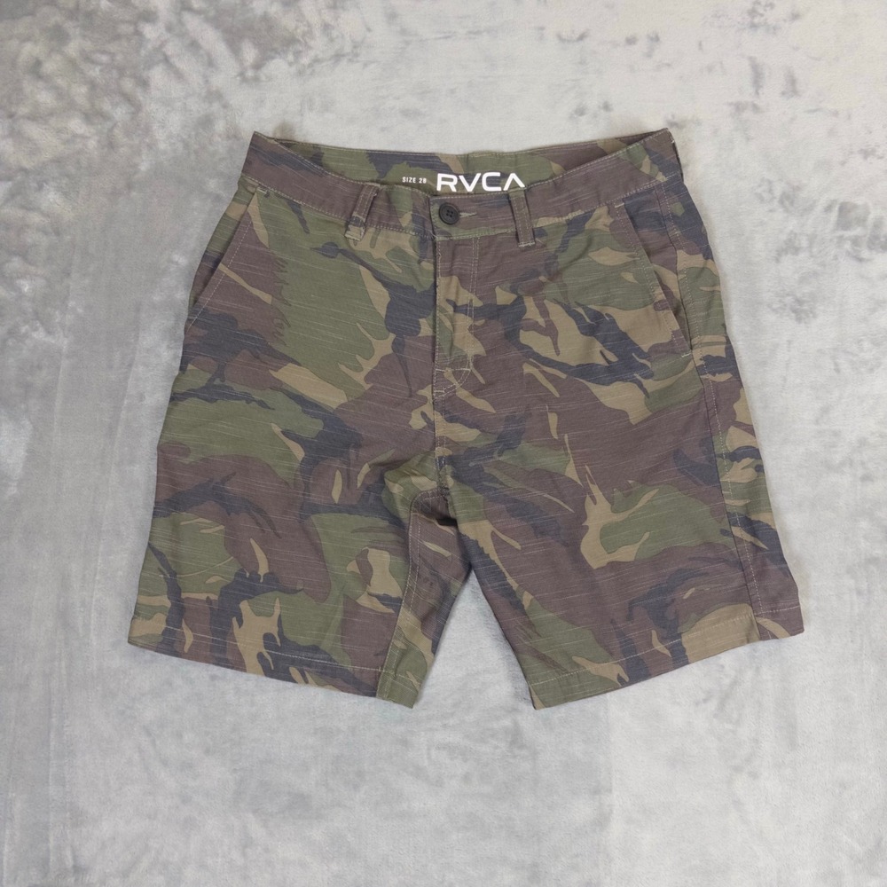 RVCA Chino Shorts Mens 28 Green Camo Camouflage Casual Skate Outdoor Summer